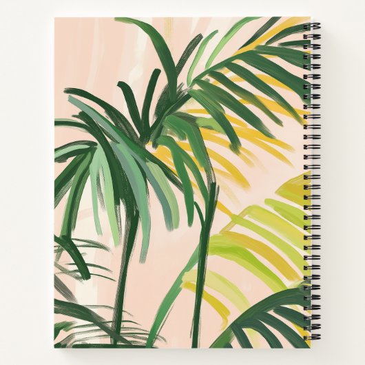 Boho Blush Green Tropical Palm Blätter Beach Notizblock (Rückseite)