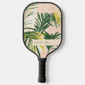 Boho Blush Green Tropical Palm Blätter Beach Pickleball Schläger (Rückseite)