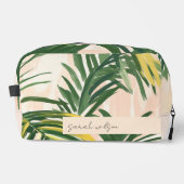 Boho Blush Green Tropical Palm Blätter Beach Waschbeutel (Vorderseite)
