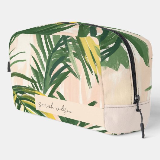 Boho Blush Green Tropical Palm Blätter Beach Waschbeutel (Rechte Ecke)