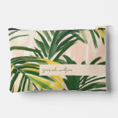 Boho Blush Green Tropical Palm Blätter Beach Zubehörtasche (Rückseite)