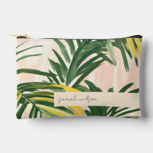 Boho Blush Green Tropical Palm Blätter Beach Zubehörtasche