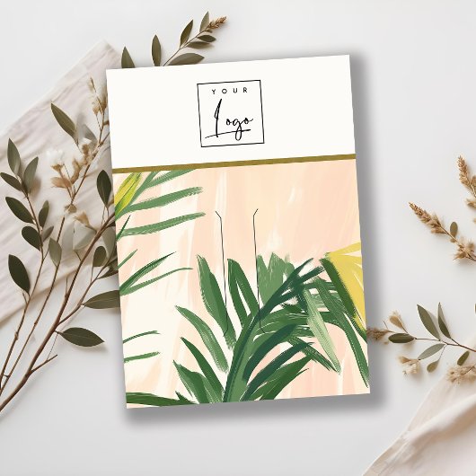 Boho Blush Green Tropical Palm Blätter Hairpin Log Visitenkarte