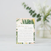 Boho Blush Green Tropical Palm Books Baby Dusche Begleitkarte (Stehend Vorderseite)
