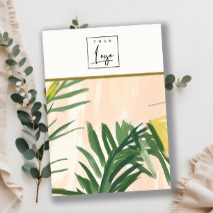 Boho Blush Green Tropical Palm Leaf Necklace Logo Visitenkarte