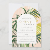 Boho Blush Green Tropical Palm Polterabend Einladung (Vorderseite)