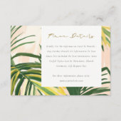 Boho Blush Green Tropical Palm Wedding Details Begleitkarte (Vorderseite)