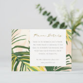 Boho Blush Green Tropical Palm Wedding Details Begleitkarte (Stehend Vorderseite)