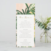 Boho Blush Green Tropical Palm Wedding Menu Card Einladung (Stehend Vorderseite)