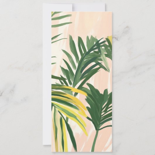 Boho Blush Green Tropical Palm Wedding Menu Card Einladung (Rückseite)