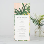 Boho Blush Green Tropical Palm Wedding Program Einladung (Stehend Vorderseite)