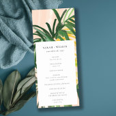 Boho Blush Green Tropical Palm Wedding Program Einladung