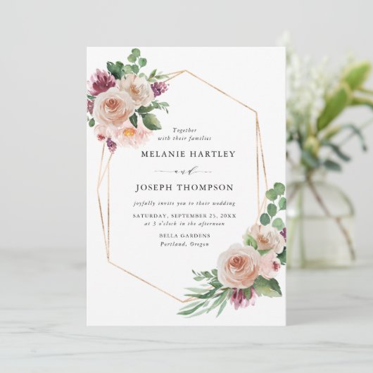Boho Blush & Lila Frühjahrssommage Einladung (Stehend Vorderseite)