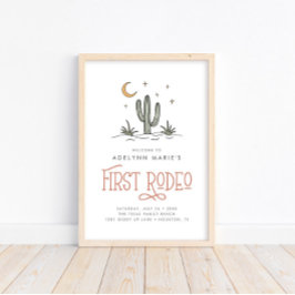 Boho Blush Modern Girls First Rodeo 1. Geburtstag Poster
