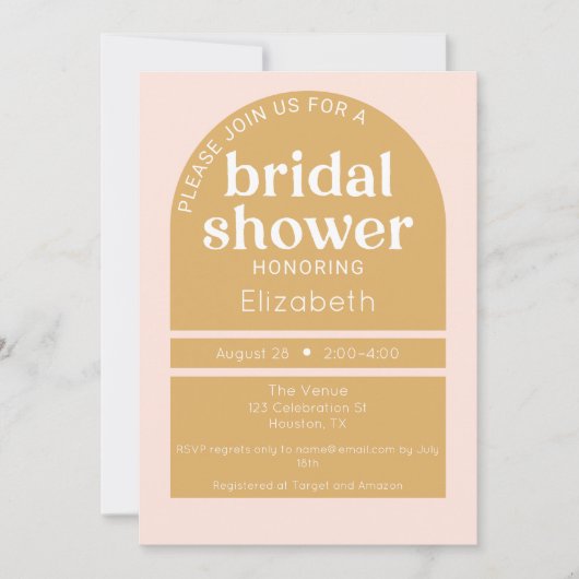 Boho Blush & Mustard Brautparty Einladung (Vorderseite)