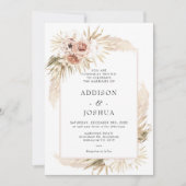 Boho Blush Natural Tones Floral Wedding Einladung (Vorderseite)