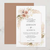Boho Blush Natural Tones Floral Wedding Einladung (Vorne/Hinten)