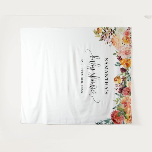 Boho blush orange bordeauxrot im Hintergrund Wandteppich (Vorderseite (Horizontal))