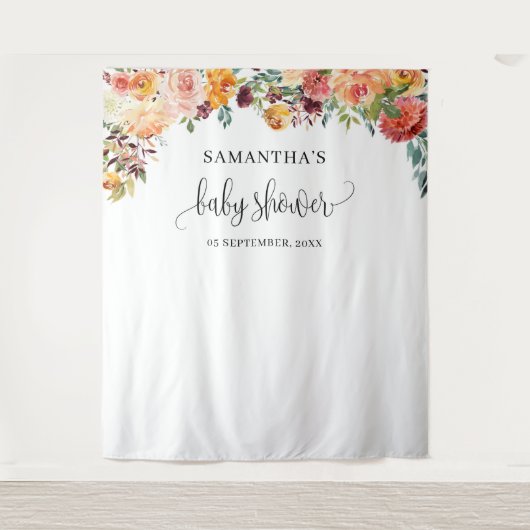 Boho blush orange bordeauxrot im Hintergrund Wandteppich (Vorderseite)