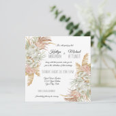 BOHO Blush Orchid Floral Pampas Grass Palm Foliage Einladung (Stehend Vorderseite)
