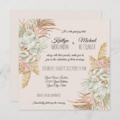 BOHO Blush Orchid Floral Pampas Grass Palm Foliage Einladung (Vorne/Hinten)