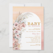 Boho Blush Pampas Baby in Bloom Einladung (Vorderseite)