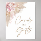 Boho Blush Pampas Blumenkarten & Geschenke Duschun Poster (Vorne)