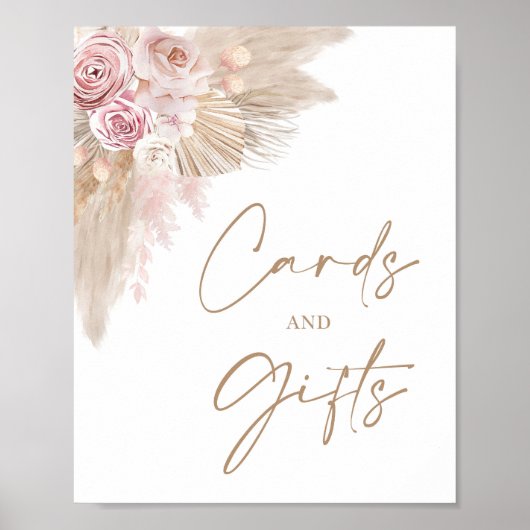 Boho Blush Pampas Blumenkarten & Geschenke Duschun Poster (Vorne)
