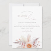 Boho-Blush-Pampas-Daisy-Hochzeit Einladung (Vorderseite)