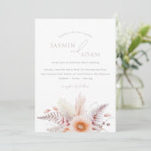 Boho-Blush-Pampas-Daisy-Hochzeit Einladung (Stehend Vorderseite)