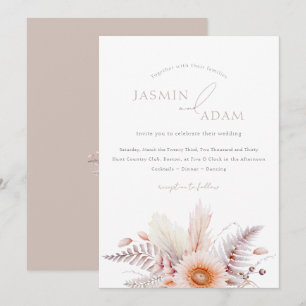 Boho-Blush-Pampas-Daisy-Hochzeit Einladung