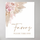Boho Blush Pampas Floral Favoriten Brautparty Sign Poster (Vorne)