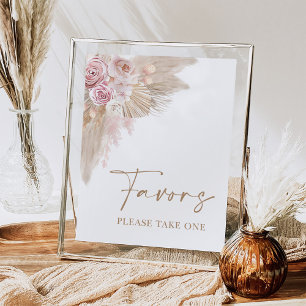 Boho Blush Pampas Floral Favors Brautparty-Schild Poster