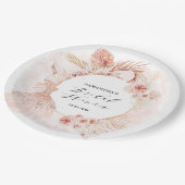 Boho Blush Pampas Glitzer Dress Brautparty Pappteller (Schrägansicht)