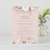 Boho Blush Pampas Gras und getrocknete Blume Einladung (Stehend Vorderseite)