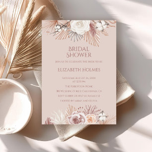 Boho Blush Pampas Gras und getrocknete Blume Einladung