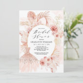 Boho Blush Pampas Grass Brautparty Dress Einladung (Stehend Vorderseite)