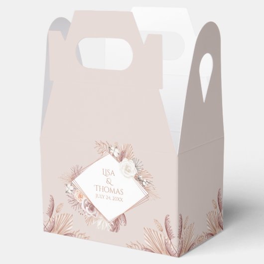 Boho Blush Pampas Grass Gastgeschenk Hochzeit Box Geschenkschachtel (Geöffnet)