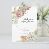 BOHO Blush Pampas Grass Palm Foliage UAWG RSVP Karte (Stehend Vorderseite)