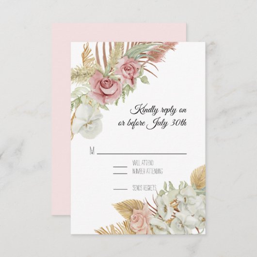BOHO Blush Pampas Grass Palm Foliage UAWG RSVP Karte (Vorne/Hinten)