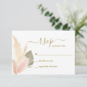 Boho Blush Pampas Grass RSVP Karte (Stehend Vorderseite)