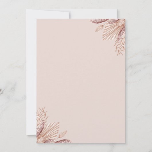 Boho Blush Pampas Grass Save the Date Karte (Rückseite)