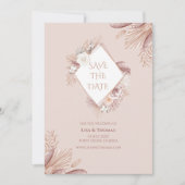 Boho Blush Pampas Grass Save the Date Karte (Vorderseite)