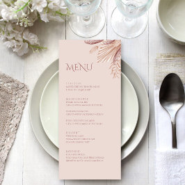 Boho Blush Pampas Grass Wedding Menu Card Menükarte