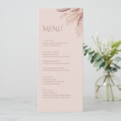 Boho Blush Pampas Grass Wedding Menu Card Menükarte (Stehend Vorderseite)