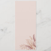 Boho Blush Pampas Grass Wedding Menu Card Menükarte (Rückseite)