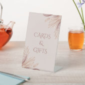 Boho Blush Pampas Grass Wedding Table Sign Sockelschild (In SItu)