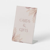 Boho Blush Pampas Grass Wedding Table Sign Sockelschild (Vorderseite)