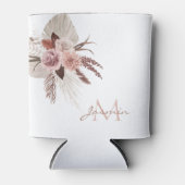 Boho-Blush-Pampasgras-Blumenmonogramm Dosenkühler (Vorderseite)