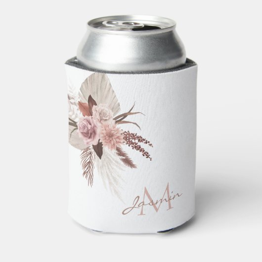 Boho-Blush-Pampasgras-Blumenmonogramm Dosenkühler (Kanne Rückseite)